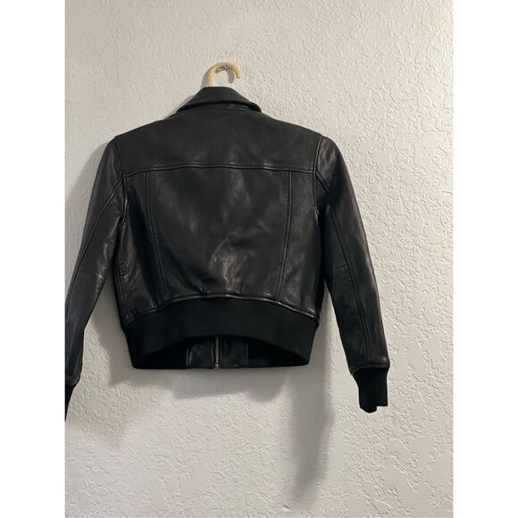 Allsaints Orten Leather Bomber Jacket Moto Cropped Lamb Leather 0 - Picture 3 of 12